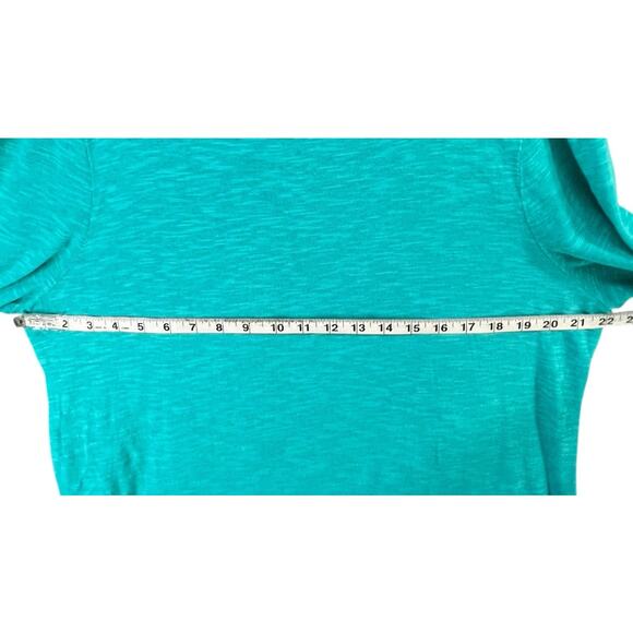 Soft Surroundings Erin Tunic Top Womens 1X Teal Green Linen Blend Ruffles Breezy - Picture 6 of 15
